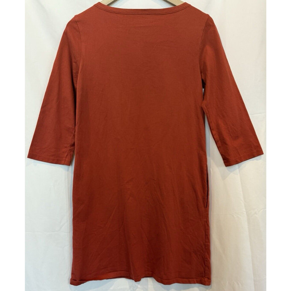 Garnet Hill Casual Boat Neck Shift Dress Size 6 Rust Minimalist Organic Cotton - Picture 9 of 10